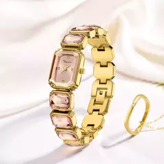2025 novos relógios femininos de luxo diamante quadrado movimento quartzo na internet