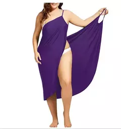 Verão praia sexy feminino cor sólida envoltório vestido proteção solar biki - Show Drop