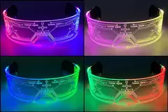 Acrílico led luminoso óculos de festa brilho neon light up viseira óculos dj