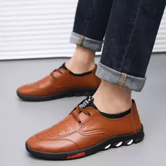 Sapatos de couro masculinos sapatos casuais de negócios solas macias mocassins - loja online