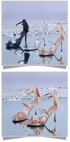 Senhoras sapatos de salto alto elegante glitter coração brilhante padrão sapa - loja online