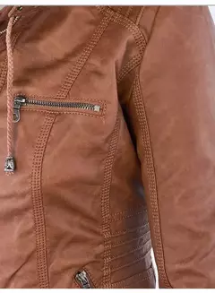 2025 moda inverno jaqueta de couro falso jaquetas básicas femininas com capuz p - Show Drop