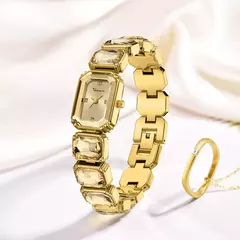 2025 novos relógios femininos de luxo diamante quadrado movimento quartzo - comprar online