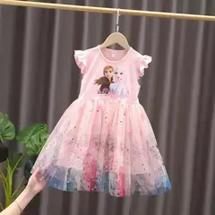 Disney 2025 novas meninas vestido mangas voadoras crianças roupas de festa - loja online