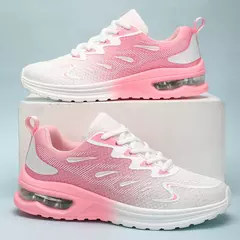 Tênis feminino sapatos de caminhada moda feminina almofada de ar malha respirá