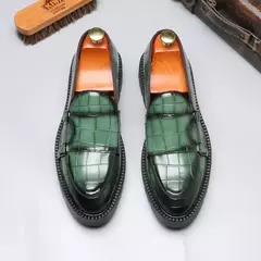 Moda masculina sapatos casuais de couro masculino clássico estilo britânico mo - loja online