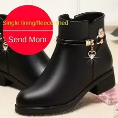 Imagem do Botas de inverno femininas à prova à prova d&#39;água água couro quente mãe
