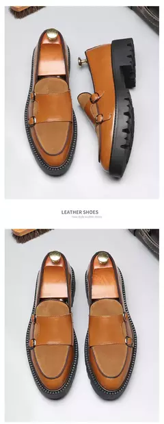 Moda masculina sapatos casuais de couro masculino clássico estilo britânico mo - loja online