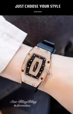 Nova moda de luxo tonneau pulseira relógios para mulher cristal aço inoxidáve