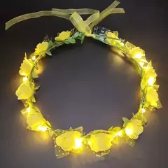 LED Light Foam Rose Flower Tiara Wreath, Guirlanda Hairbands, Meninas Coroa, Hea na internet