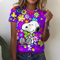 Camiseta de manga curta feminina, tops casuais para senhoras, roupas femininas H na internet