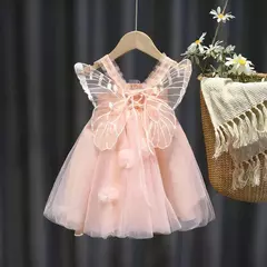 2024 novo unicórnio verão vestidos de princesa manga voadora crianças vestido