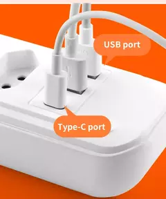 Multitap Power Strip com USB Tipo C, Plug Brasil, Tomadas AC, Filtro de Linha, C - Show Drop