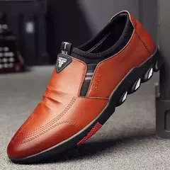 Sapatos de couro masculinos sapatos casuais de negócios solas macias mocassins - Show Drop
