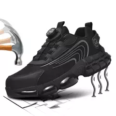 Novo botão rotativo sapatos de segurança para homens, sapatos de trabalho anti - comprar online