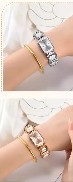2025 novos relógios femininos de luxo diamante quadrado movimento quartzo - Show Drop
