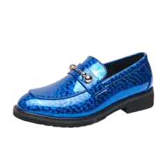 Sapatos de couro brilhantes para homens, mocassins luxuosos, sapatos de banquete