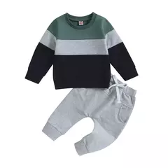 Conjunto de moletom e calças de manga comprida de bebê menino, pulôver infant - Show Drop