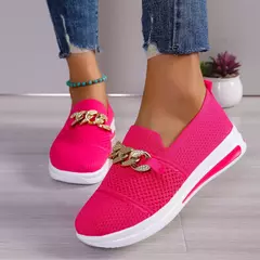 Mulheres tênis de malha trabalho sapatos de designer para mulher leve sola maci - Show Drop