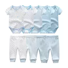9 pçs/lote unissex recém-nascido bodysuits + calças conjuntos de roupas - Show Drop