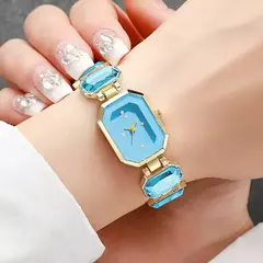 Relógio feminino elegante moda retângulo dial senhoras relógios de pulso de q