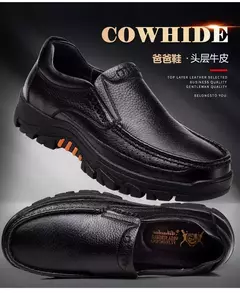 Imagem do Sapatos para homens mocassins de couro chef sapatos de trabalho conforto penetra