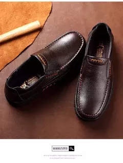 Sapatos para homens mocassins de couro chef sapatos de trabalho conforto penetra - comprar online