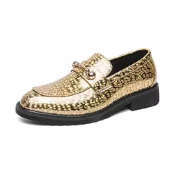 Sapatos de couro brilhantes para homens, mocassins luxuosos, sapatos de banquete - loja online