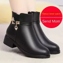 Botas de inverno femininas à prova à prova d&#39;água água couro quente mãe na internet