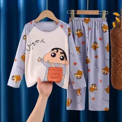 2024 outono crianças conjuntos de pijamas de seda leite menina menino pijamas c - loja online