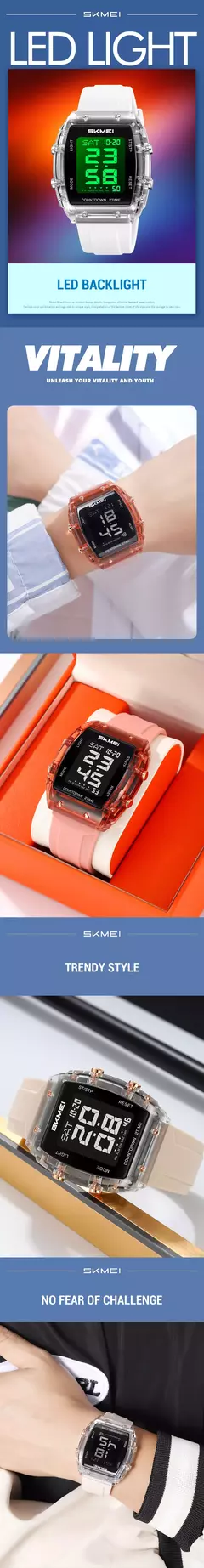 Skmei 2409 relógio eletrônico à prova d&#39;água de luxo ao ar livre contage - comprar online