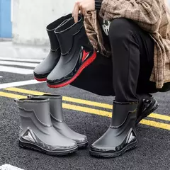 Imagem do Botas de chuva impermeáveis unissex, sapatos de borracha, reforçados, elegante