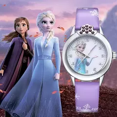 Imagem do Elsa Princess Watch for Kids, pulseira de couro, relógios de pulso infantis fof