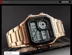 Skmei 1335 pulseira de aço inoxidável relógio digital reloj hombre relógio e