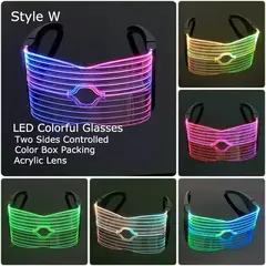 Acrílico led luminoso óculos de festa brilho neon light up viseira óculos dj - comprar online
