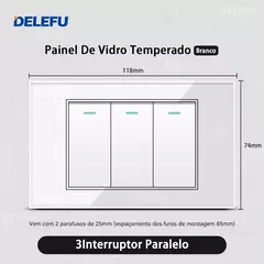DELEFU 4*2 Vidro Temperado Branco Tomada Padrão Brasil com Dupla USB Tipo C Tom - Show Drop