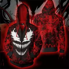 Homem-aranha masculino 3d impresso zíper hoodie universo paralelo veneno pulôv - loja online