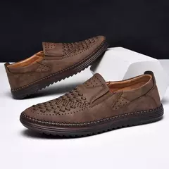 Botas de couro artesanais para homens, sapatos de grife casual, macio, andando,