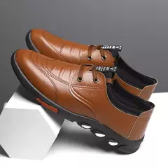 Imagem do Sapatos de couro masculinos sapatos casuais de negócios solas macias mocassins