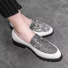 Homens vestido sapatos primavera outono deslizamento em couro de patente mocassi na internet