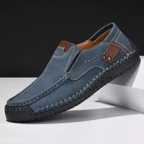 Sapatos masculinos casuais confortáveis deslizamento em mocassins de couro apar - comprar online