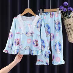 Novo congelado meninas pijamas anna elsa conjuntos de roupas infantis manga longa - loja online