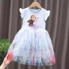 Disney 2025 novas meninas vestido mangas voadoras crianças roupas de festa