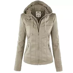2025 moda inverno jaqueta de couro falso jaquetas básicas femininas com capuz p