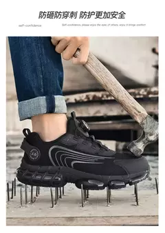 Novo botão rotativo sapatos de segurança para homens, sapatos de trabalho anti - loja online