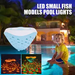 Imagem do Luzes flutuantes para piscina, padrão de peixe, luzes subaquáticas coloridas,