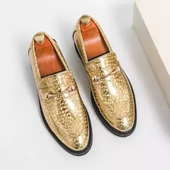 Sapatos de couro brilhantes para homens, mocassins luxuosos, sapatos de banquete - comprar online