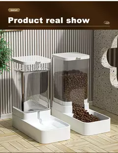Imagem do Alimentador automático para gatos e dispensador de água com recipiente de arma