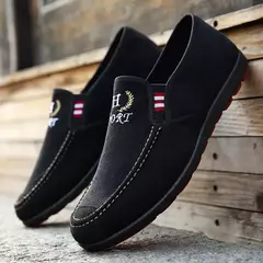 Moda deslizamento-em sapatos de lona masculinos respirável leve confortável sa - Show Drop