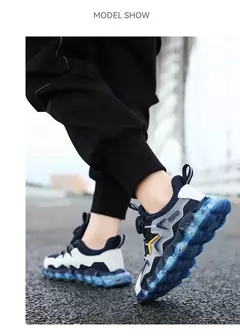 Tênis infantil de sola grossa, fivela rotativa, tênis esportivo infantil, tên - Show Drop
